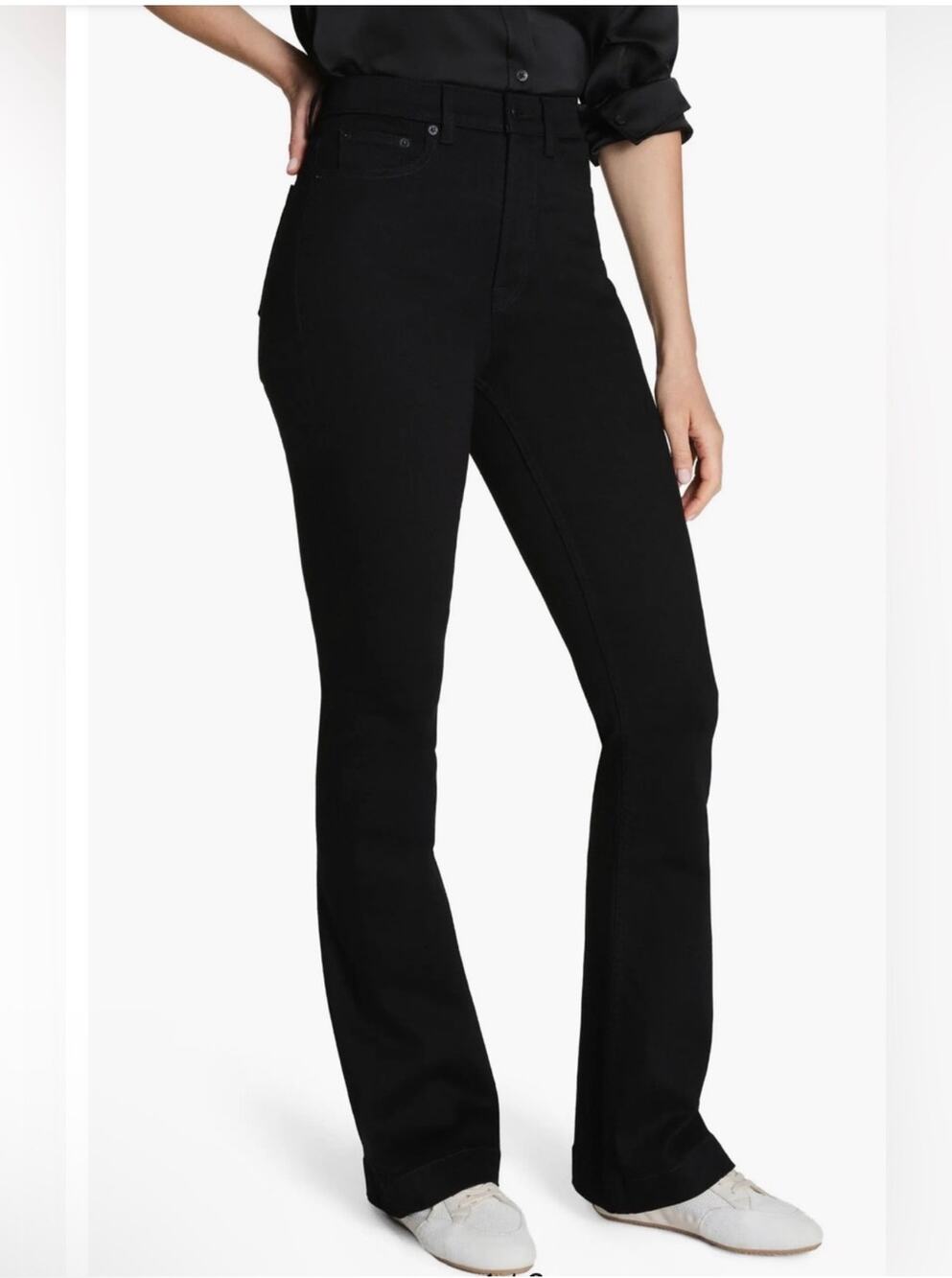 Spanx Jeans Womens 10 Petite Black ReDefine Flare Sculpting Denim High Rise New